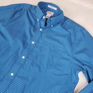 L.L. Bean Men's Medium Plaid Check Long Sleeve Shirt  Wrinkle Resistant Office